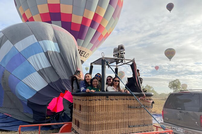 Balloon Flight at Sunrise over Teotihuacan - A sunrise view of Teotihuacan from the basket