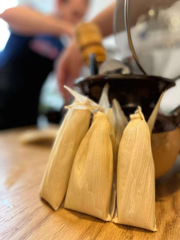 Tamales 101: Multi-variety tamal cooking class and feast - Setting the table and eating what you made